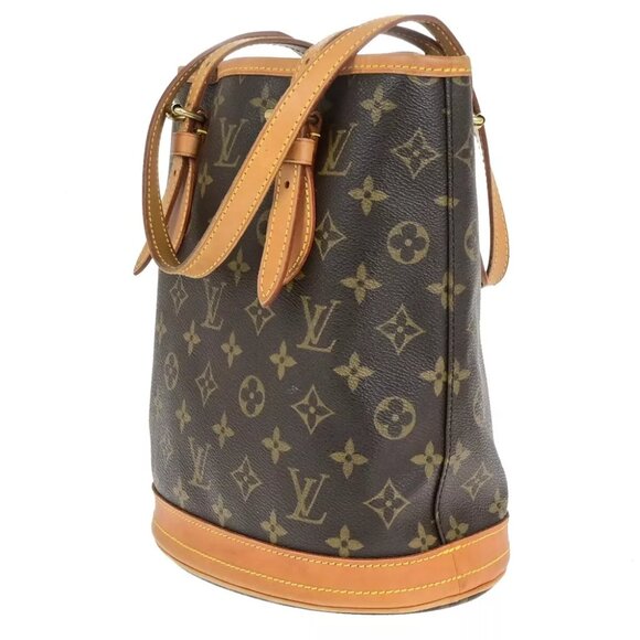 LOUIS VUITTON BUCKET PM Shoulder Tote Bag Monogram Leather Brown M42238 98KA454 - Picture 2 of 16
